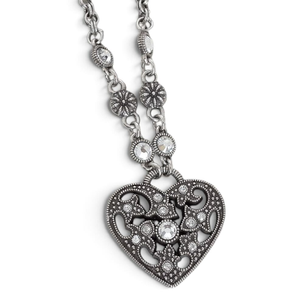 Brighton Pacific Heights Filigree Heart Pendant Necklace Reversible Retired